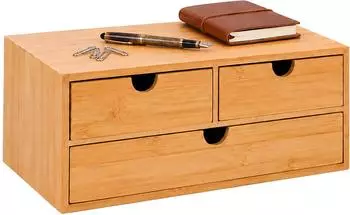 Relaxdays Schubladenbox Bambus 3 Schubladen, 13,5x33x21cm