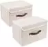 LuxusKollektion Faltbare Aufbewahrungsbox mit Deckel, Stoff, beige, 38x25x25cm, 2er-Set