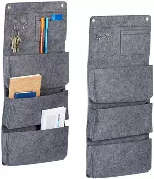 Relaxdays H&auml;ngeorganizer Wandtasche 4 F&auml;cher, grau