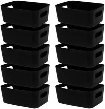 LuxusKollektion Aufbewahrungskorb Kunststoff, schwarz, 30cm, 10er-Set