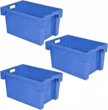 BRB Drehstapelbeh&auml;lter 600x400x300mm, 50L, blau, geschlossen (3er-Set)