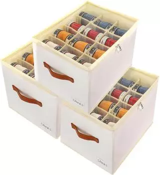 Patinao Schuhaufbewahrung stapelbar, 36 Zellen, 3 St&uuml;ck, wei&szlig;