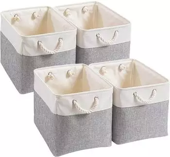 LuxusKollektion Aufbewahrungsbox Stoff 33x38x33cm grau/weiß, 4er-Set