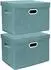 LuxusKollektion Faltbox mit Deckel, Stoff, aqua deep, 44x30x29cm, 2er-Set