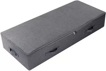 LuxusKollektion Unterbett-Aufbewahrungsbox Leinen, faltbar, 100x43x18cm, schwarzgrau