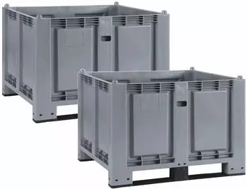 BRB Palettenbox mit 2 Kufen, 1200x800x850mm, grau, 2er-Set (21639)