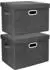 LuxusKollektion Aufbewahrungsbox mit Deckel, Stoff, faltbar, 44x30x29cm, 2er-Pack, schwarz