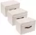 LuxusKollektion Faltbare Aufbewahrungsbox mit Deckel, Stoff, beige, 38x25x25cm, 3er-Set
