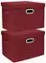 LuxusKollektion Aufbewahrungsbox mit Deckel, Stoff, faltbar, 44x30x29cm, weinrot, 2er-Set