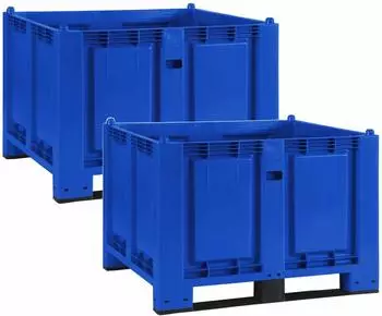 BRB Palettenbox mit 2 Kufen, 1200x800x850mm, blau, 2er-Set (21641)