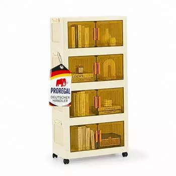Proregal EasyCube Aufbewahrungsbox stapelbar, 4 Ebenen, 28L, wei&szlig;-transparent (PR_RFC3-01)