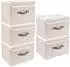 LuxusKollektion Faltbox mit Deckel & Griff, Stoff, beige, 38x25x25cm, 5er-Set