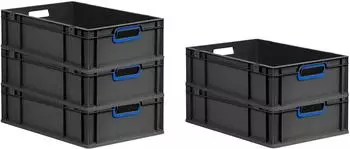 Proregal SuperSparSet 5x Eurobox Nextgen Color HxBxT 17x40x60cm 34 Liter Griffe Blau Offen Schwarz Eurobeh&auml;lter Transportbox Transportbeh&auml;lter