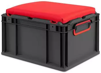 Proregal Eurobox Nextgen Seat Box Rot HxBxT 26,5x30x40cm 20 Liter Griffe Geschlossen Schwarz Eurobeh&auml;lter Sitzbox Transportbox