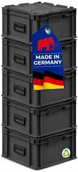 Proregal Supersparset 5x Eurobox Nextgen Portable HxBxT 23,5x30x40cm 20 Liter Schwarz Eurobeh&auml;lter Transportbox Transportbeh&auml;lter