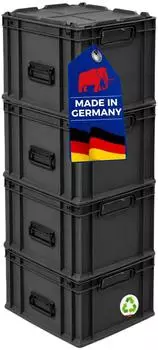 Proregal Supersparset 4x Eurobox Nextgen Portable HxBxT 33,5x30x40cm 30 Liter Schwarz Eurobeh&auml;lter Transportbox Transportbeh&auml;lter