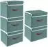 LuxusKollektion Faltbare Aufbewahrungsbox mit Deckel, Stoff, 38x25x25cm, 5er-Set, aqua deep