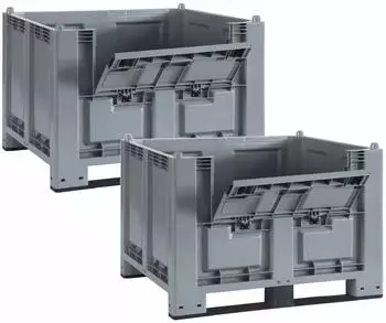 BRB Palettenbox mit Kommissionierklappe und 2 Kufen, 1200x800x850mm, 2er-Set (21637)