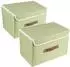 LuxusKollektion Faltbare Aufbewahrungsbox mit Deckel, Stoff, grün, 38x25x25cm (2er-Set)
