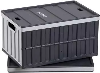 VEVOR Klappbox 65L mit Deckel, stapelbar, 2er-Pack, grau/schwarz