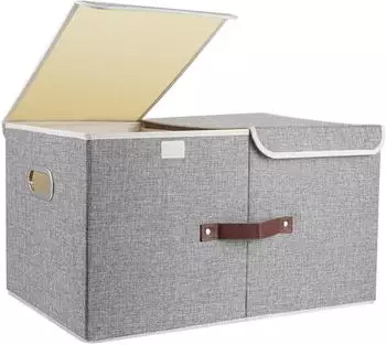 LuxusKollektion Aufbewahrungsbox mit Deckel, faltbar, waschbar, grau, 55x33x30cm
