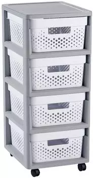 Curver Infinity Schubladenregal auf Rollen 4x11L, weiß (231556)