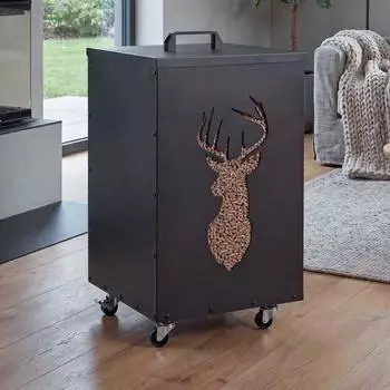 Heute Wohnen HWC-Q30 Hirsch Pelletbeh&auml;lter mit Rollen 65x36x36cm, anthrazit (121248)