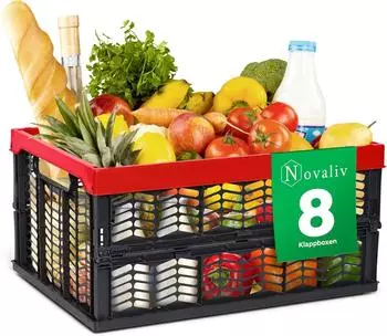 Novaliv Klappboxen faltbar 30L rot/schwarz, 8er-Set