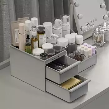 LuxusKollektion Kosmetik-Organizer mit Schubladen, grau, ABS