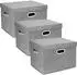 LuxusKollektion Aufbewahrungsbox mit Deckel, Stoff, faltbar, 44x30x29cm, 3er-Set, grau