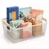 Relaxdays Drahtkorb mit Holzgriffen, eckig, 16,5x37x22,5cm, creme