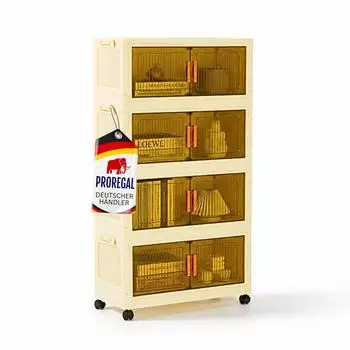 Proregal EasyCube Aufbewahrungsbox stapelbar, 4 Ebenen, 38L, weiß-transparent (PR_RFC4-01)
