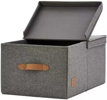 LOVE !T STORE !T Premium Aufbewahrungsbox mit Deckel, Leinen, grau, 39L (676218)