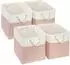 LuxusKollektion Aufbewahrungsbox Stoff, faltbar, rosa/weiß, 33x38x33cm, 4er-Pack