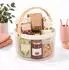 Relaxdays Drahtkorb rund mit Henkel, Metall & Holz, creme
