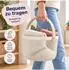 Relaxdays Drahtkorb rund mit Henkel, Metall & Holz, creme