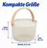 Relaxdays Drahtkorb rund mit Henkel, Metall & Holz, creme