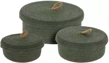 Home & styling collection Deko-Aufbewahrungskörbe mit Jutedeckel, 3er-Set (67349)