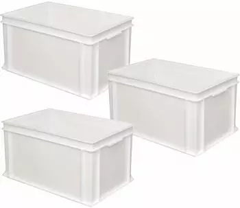 BRB Eurobeh&auml;lter mit 2 Griffleisten, lebensmittelecht, 600x400x320mm, wei&szlig;, 3er-Set (25221)