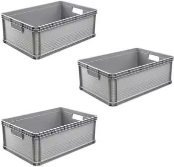 keeeper Robert Transportbox 3er-Set, 45L, stapelbar, nordic grey (30174130000G8)