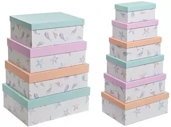 DKD Home Decor Stapelbare Aufbewahrungsboxen, blau, 10er-Set (S3038828)