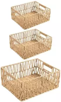 Idimex ENIN Aufbewahrungskörbe 3er-Set, Holz, natur, 34x13x28cm (800001489943)
