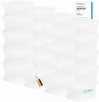 Novaliv Aufbewahrungsboxen mit Deckel 2L transparent, 20er-Set (30527+20xTRA)