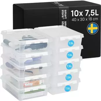 smartstore Classic Aufbewahrungsbox 7,5L, wei&szlig;e Clips