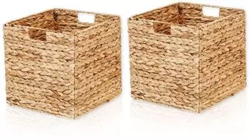 Lycce Aufbewahrungskorb Wasserhyazinthe f&uuml;r Kallax, natur, 33x33x33cm, 2er Set