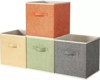 LuxusKollektion Aufbewahrungsboxen Stoff, faltbar, mit Griffen, 27x27x28cm, 4er-Set