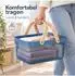 Relaxdays Drahtkorb mit Henkel, Metall & Holz, dunkelblau, 43x27cm