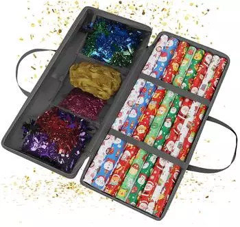 Relaxdays Geschenkpapier Aufbewahrung Polyester Kunststoff Grau Staubgesch&uuml;tzt 34 cm x 82 cm x 13 cm 400 g