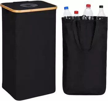 Relaxdays Pfandflaschen-Sammelbehälter 100 L Schwarz