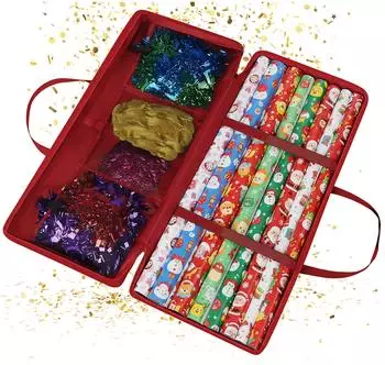 Relaxdays Geschenkpapier Aufbewahrung Polyester Kunststoff Rot Staubgesch&uuml;tzt 34 cm x 82 cm x 13 cm 400 g